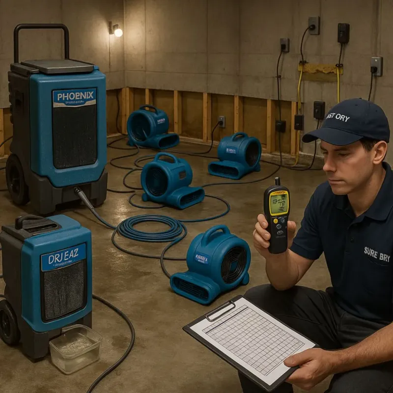 Structural Drying and Dehumidification process in Cherry Grove, OH
